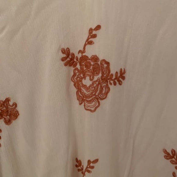 Free People Pretty Winter White and Sienna Embroidered Dress Size Large - Picture 2 of 2